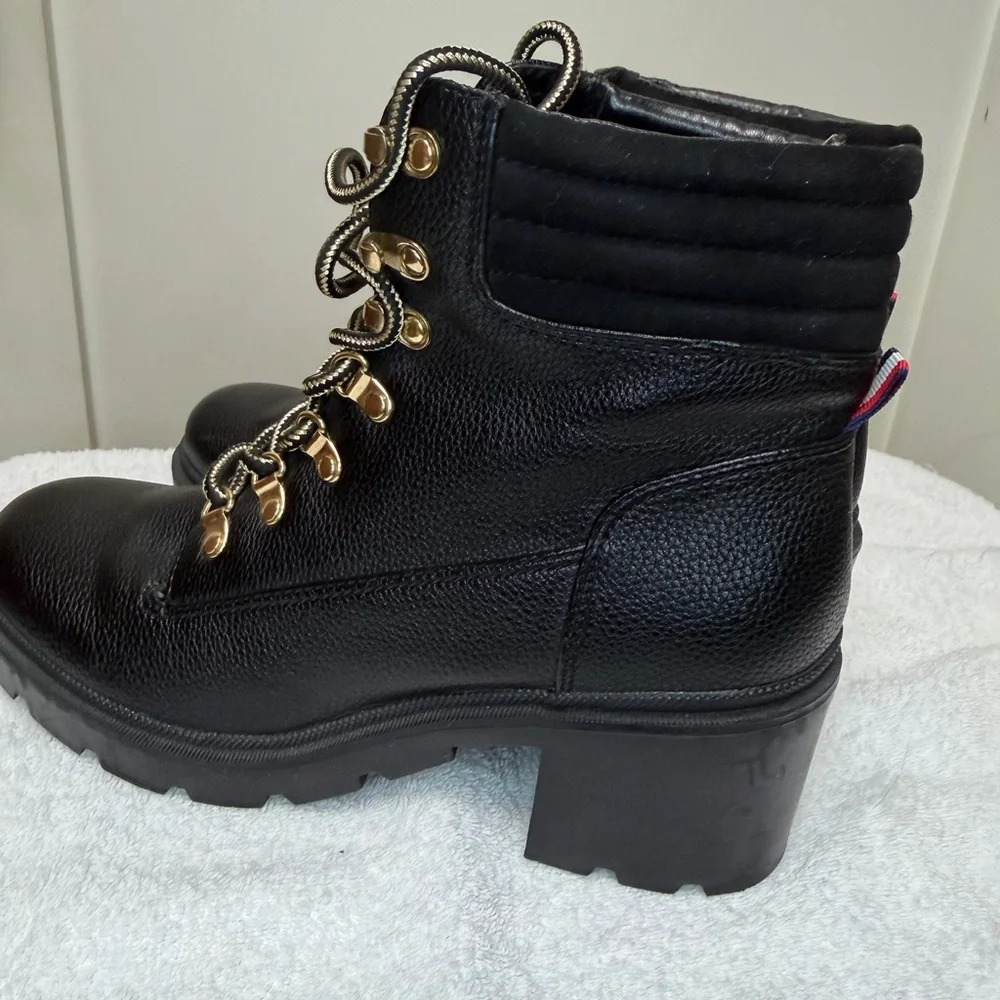 Tommy Hilfiger Black Combat Boots with Gold Details - Picture 16 of 16